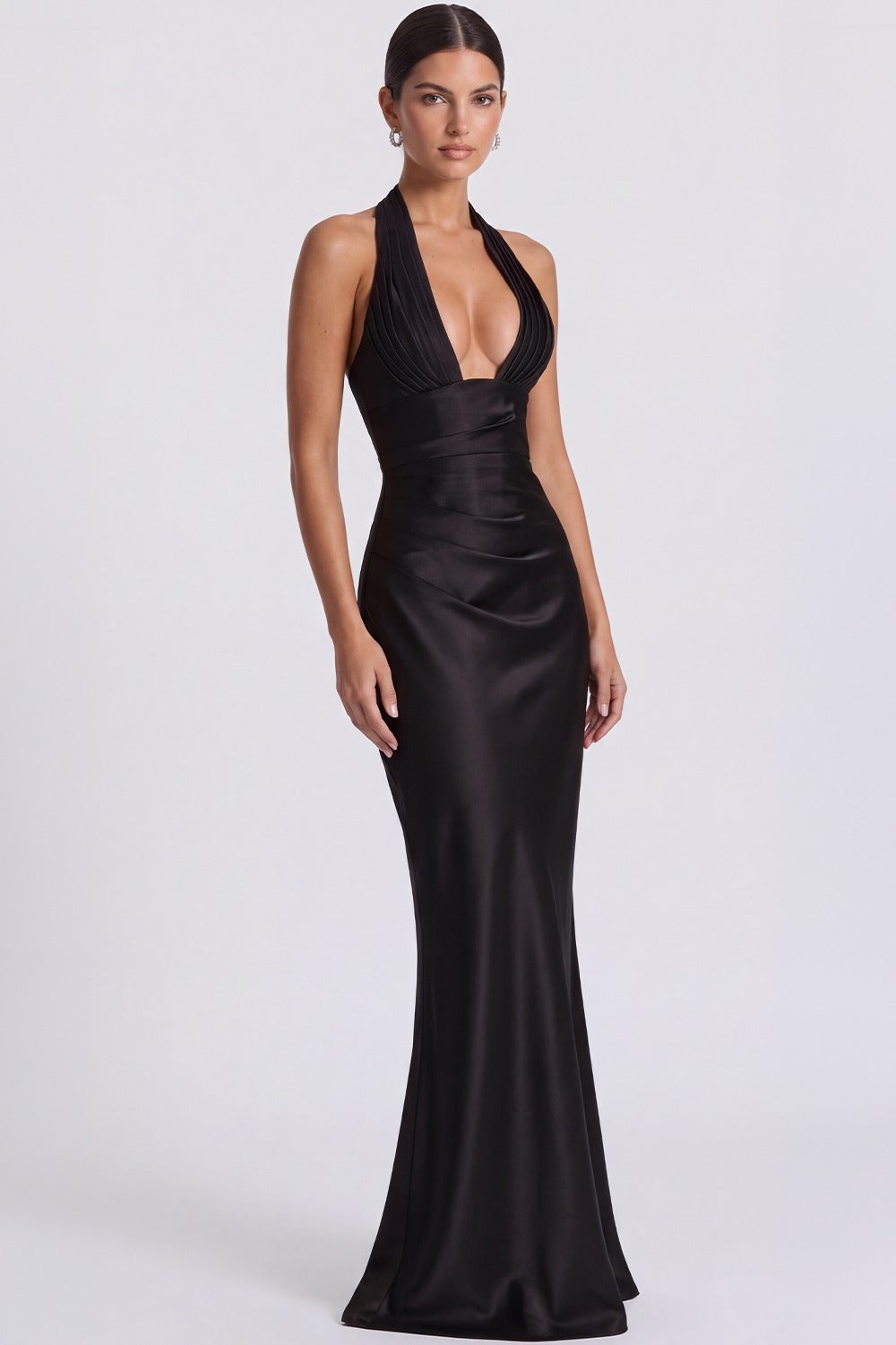 Vestido Longo Acetinado Noémie - Preto