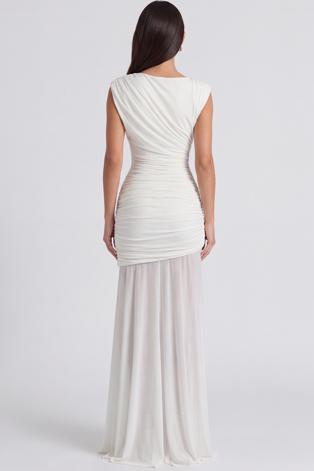 Vestido Longo Drapeado Aurélie - Branco