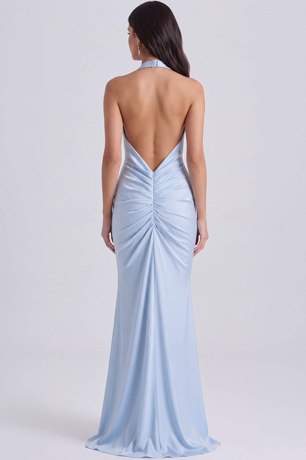 Vestido Longo Frente Única Inès - Azul Claro