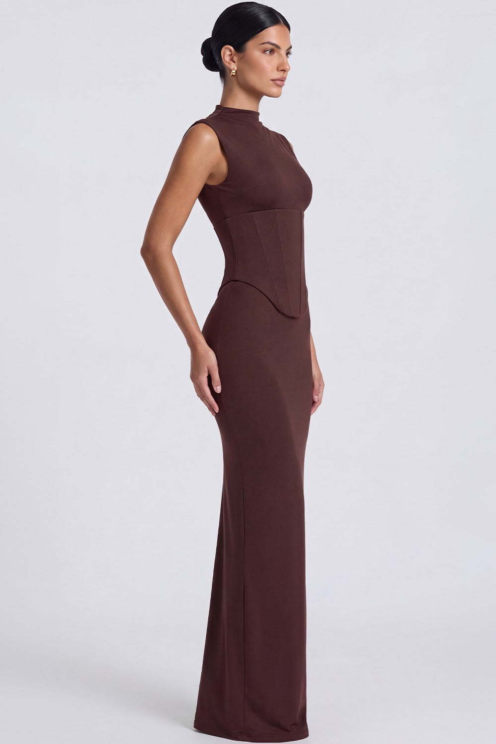 Vestido Longo Modelador Simone - Marrom
