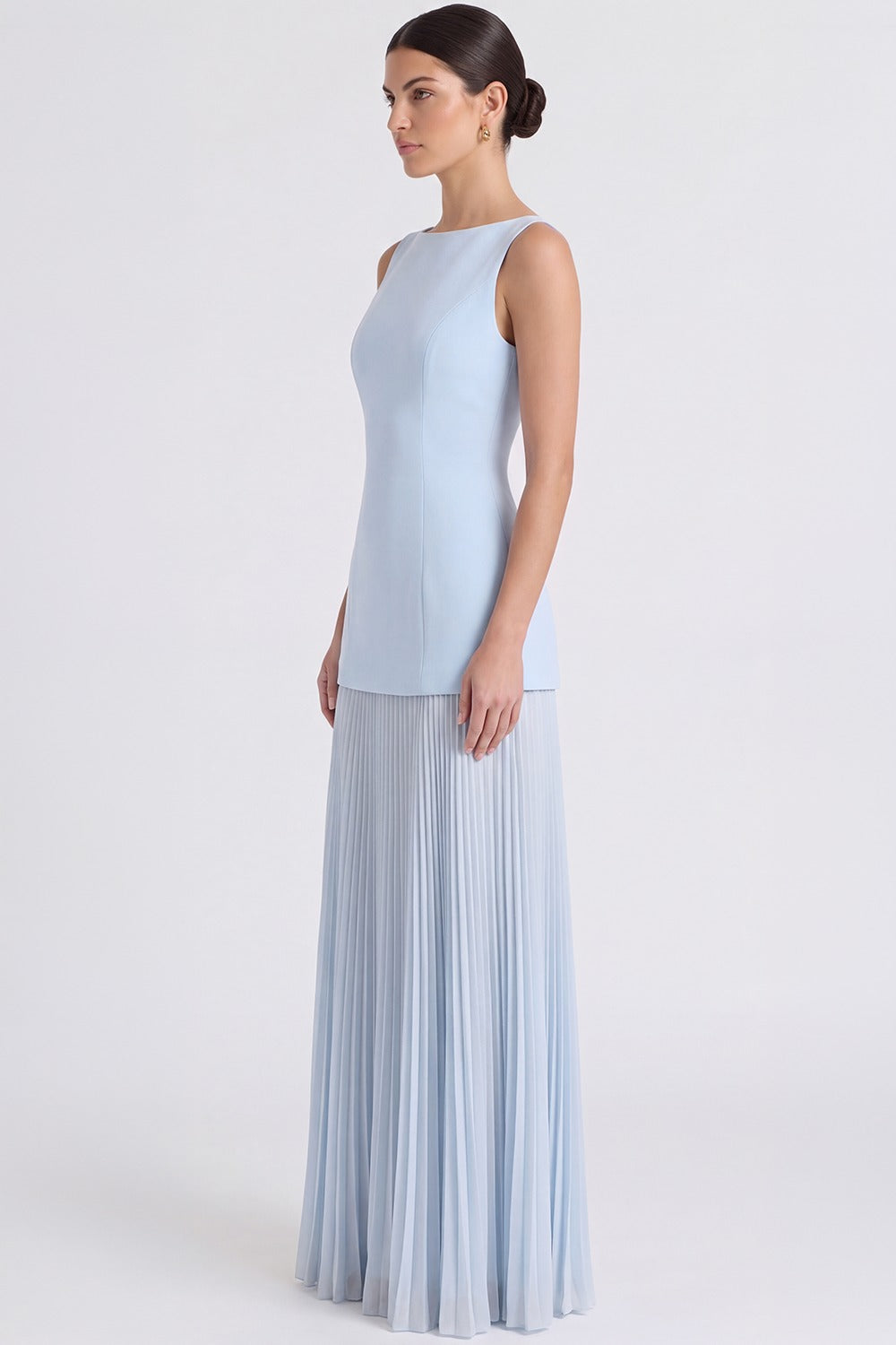 Vestido Longo Plissado Paloma - Azul