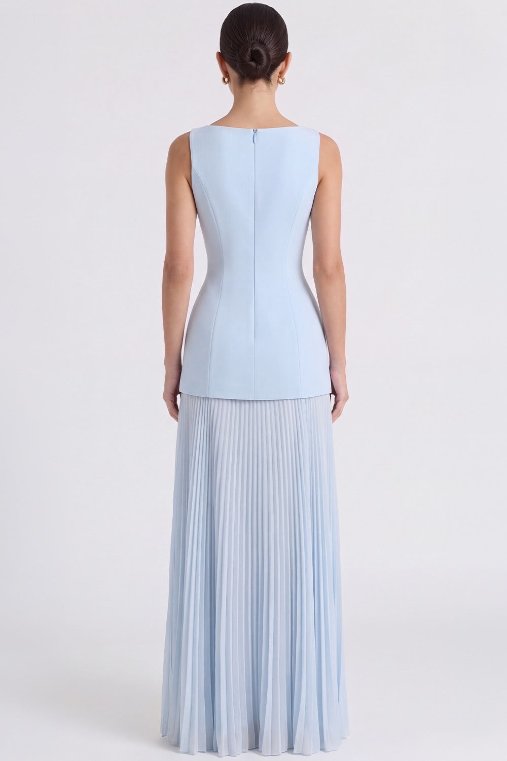 Vestido Longo Plissado Paloma - Azul