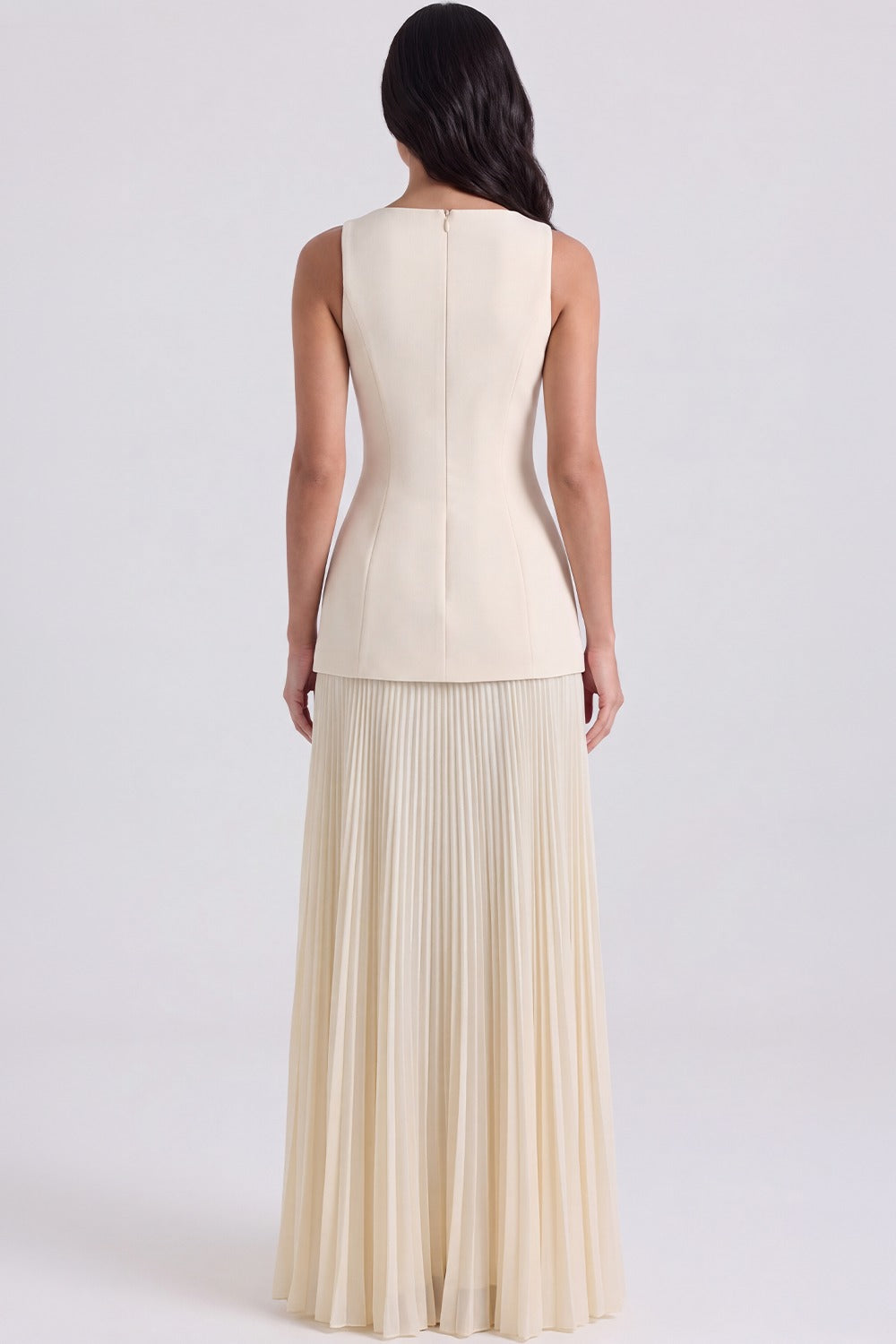 Vestido Longo Plissado Paloma - Off-White