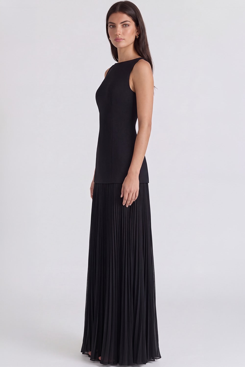 Vestido Longo Plissado Paloma - Preto