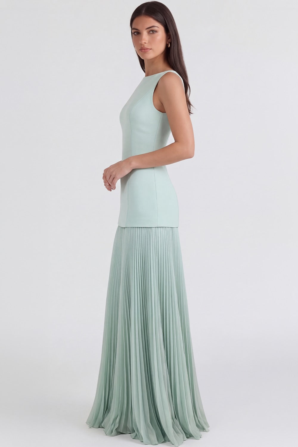 Vestido Longo Plissado Paloma - Verde Menta