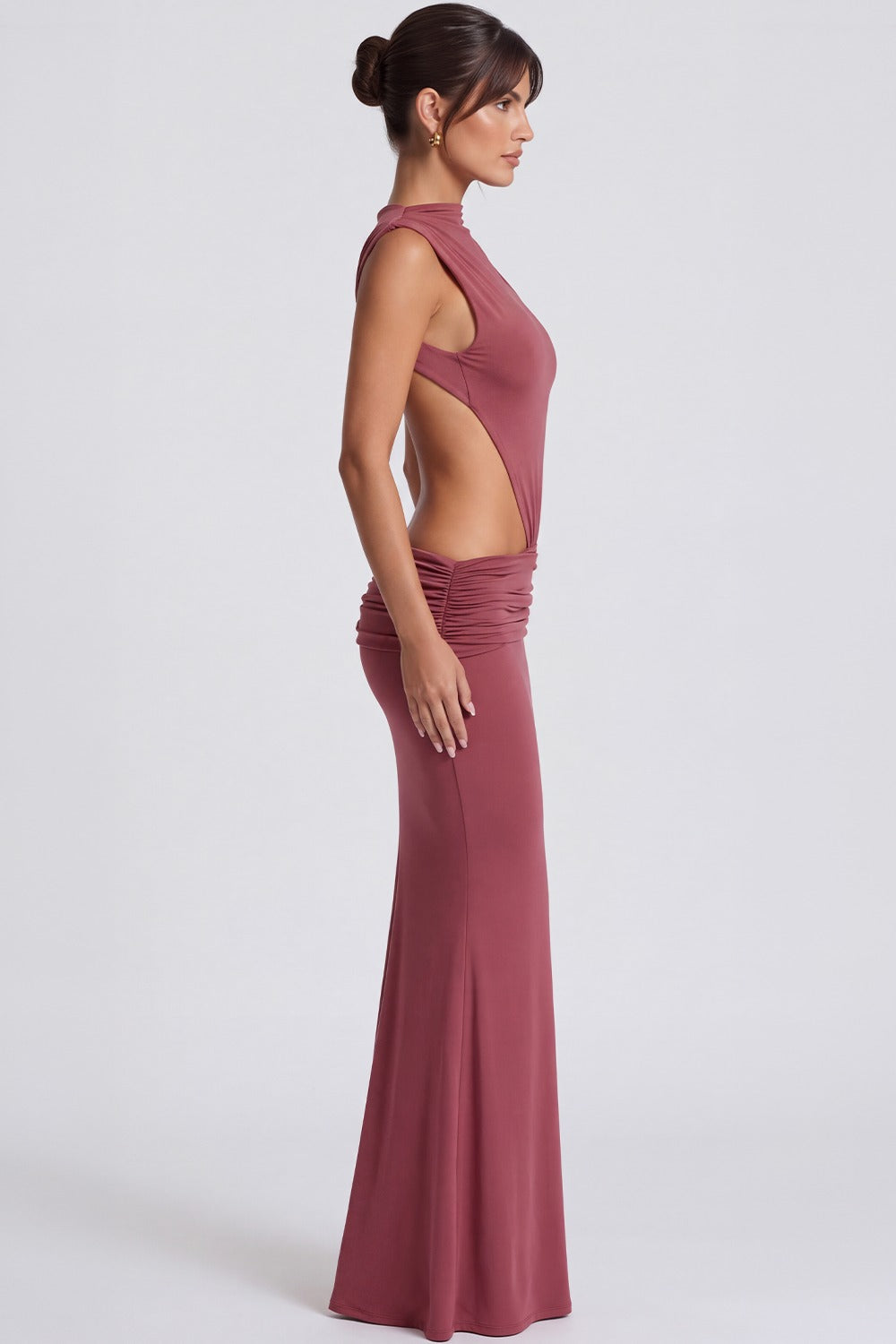 Vestido Longo Vazado Chantal - Rosa Antigo