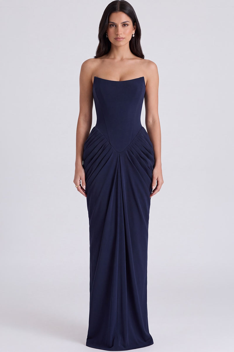 Vestido Bustier Longo Roberta - Azul-marinho