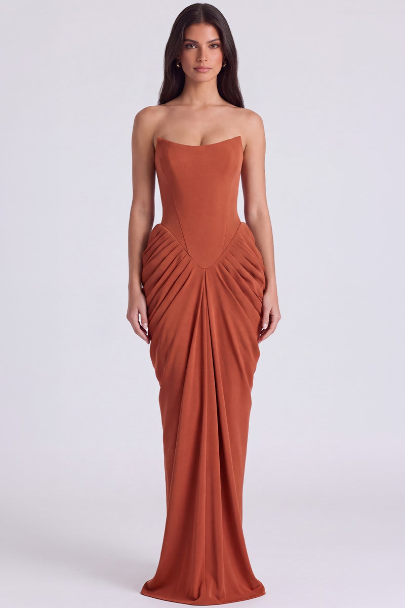Vestido Bustier Longo Roberta - Terracota