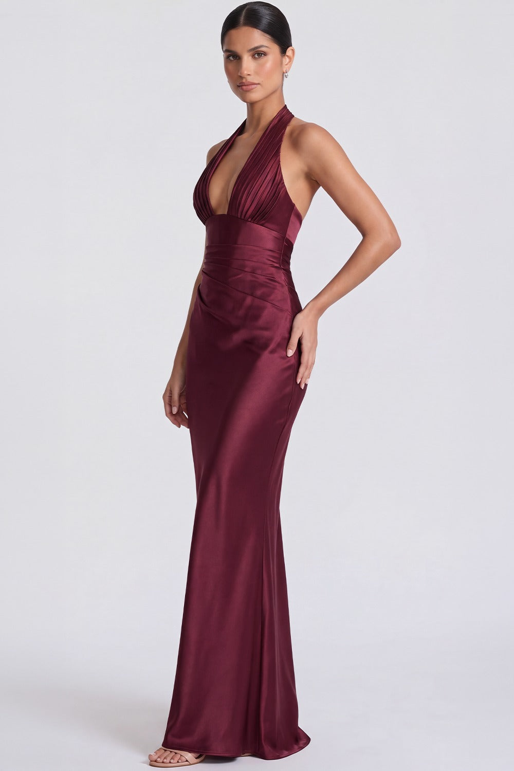 Vestido Longo Acetinado Noémie - Marsala
