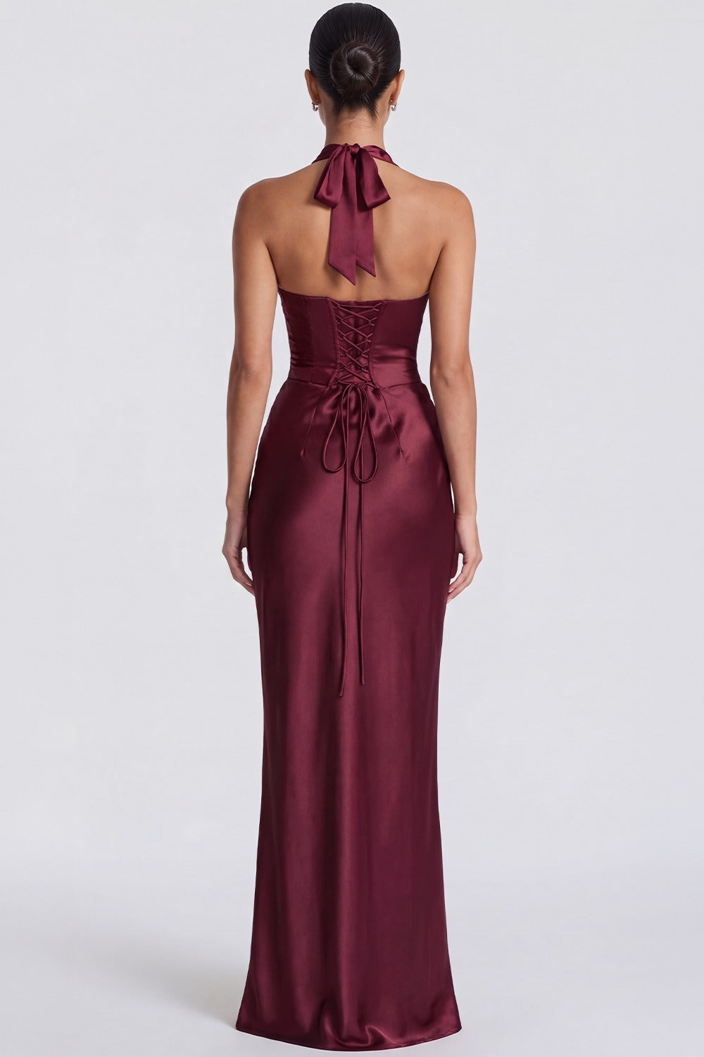 Vestido Longo Acetinado Noémie - Marsala