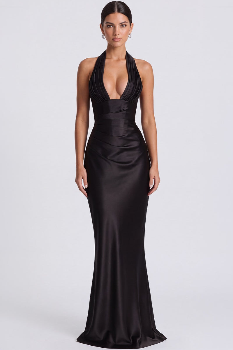 Vestido Longo Acetinado Noémie - Preto