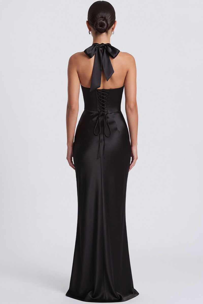 Vestido Longo Acetinado Noémie - Preto