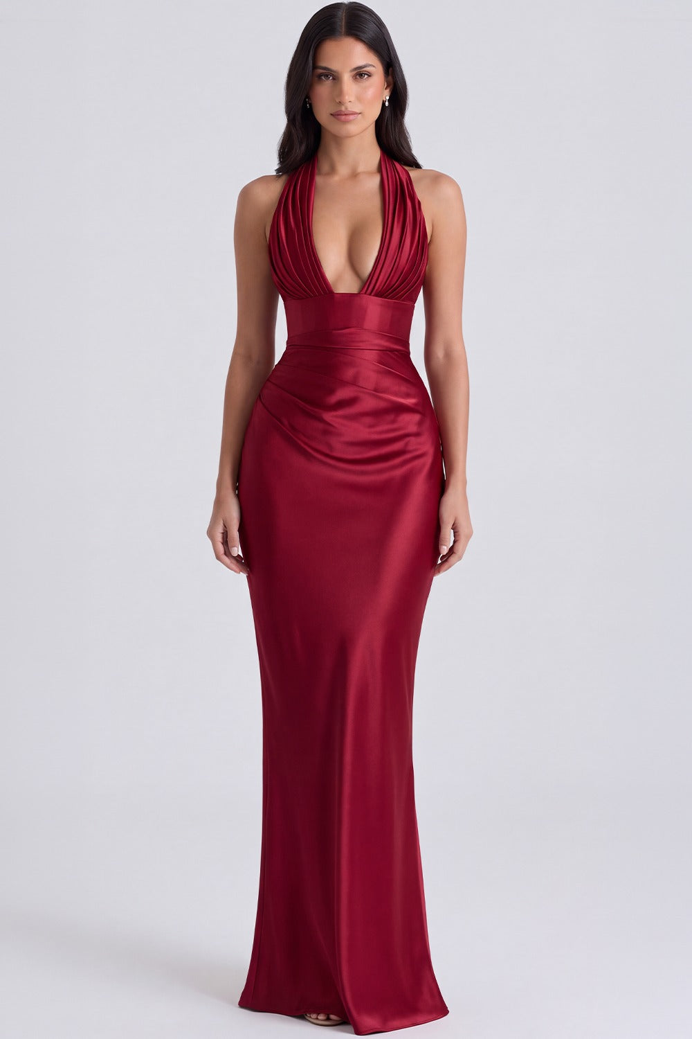Vestido Longo Acetinado Noémie - Vermelho
