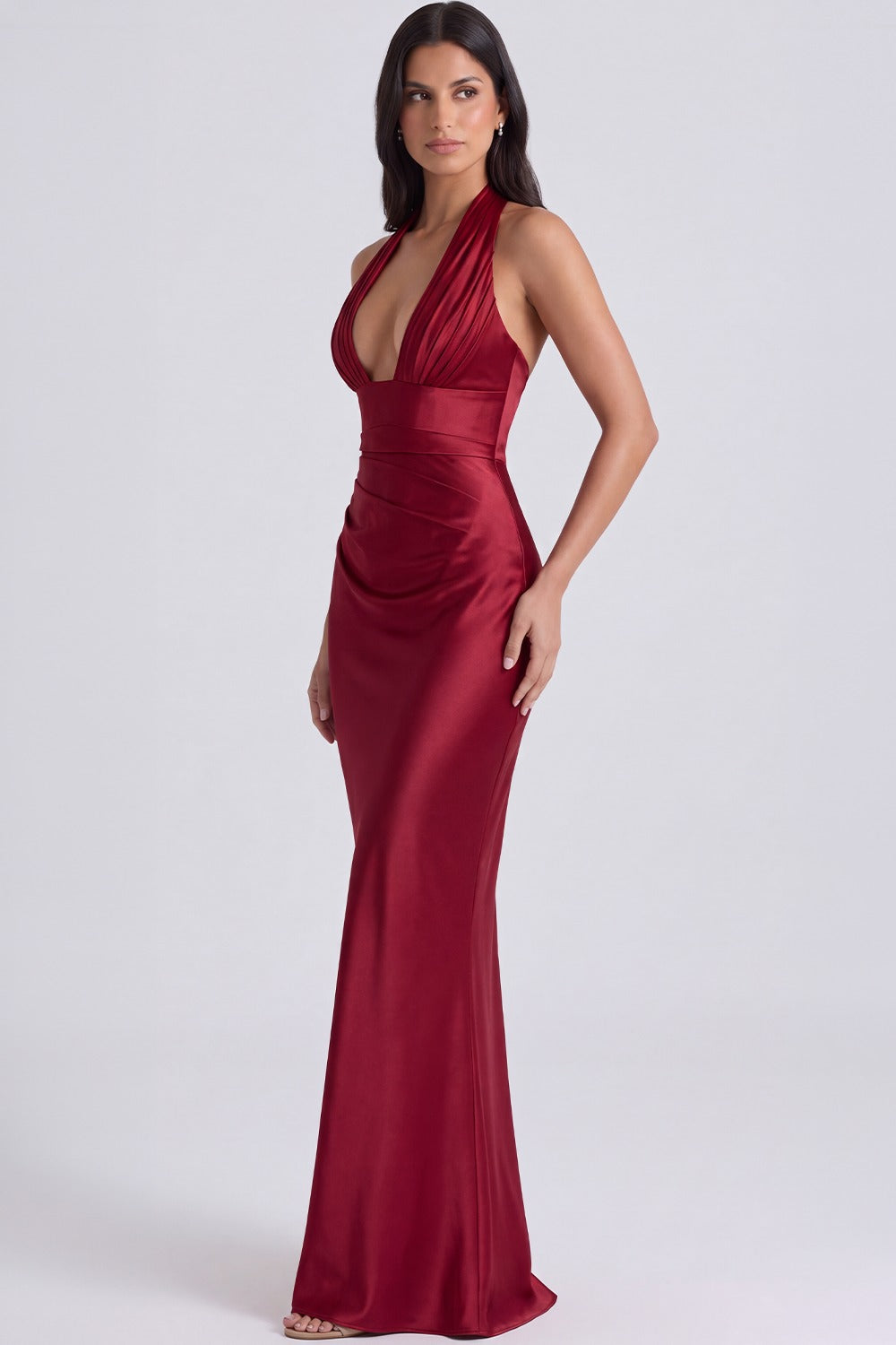 Vestido Longo Acetinado Noémie - Vermelho