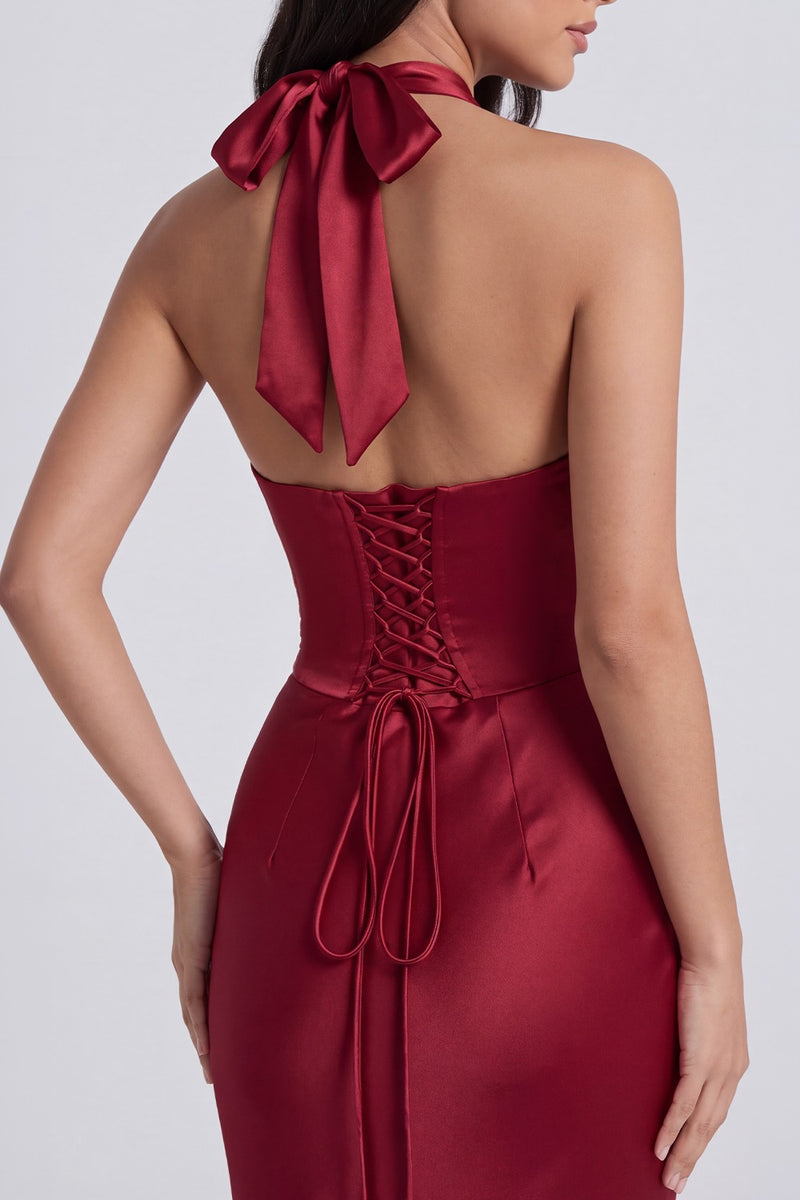 Vestido Longo Acetinado Noémie - Vermelho