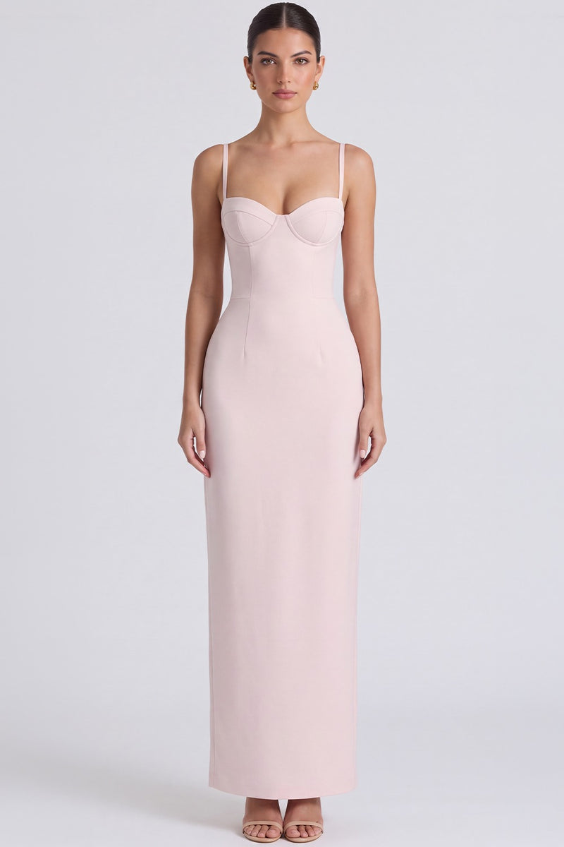 Vestido Longo Bustier Solène - Rosa Bebê