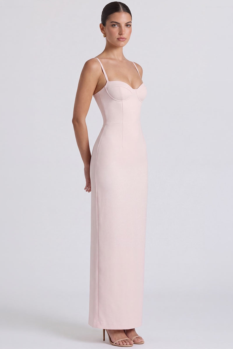 Vestido Longo Bustier Solène - Rosa Bebê