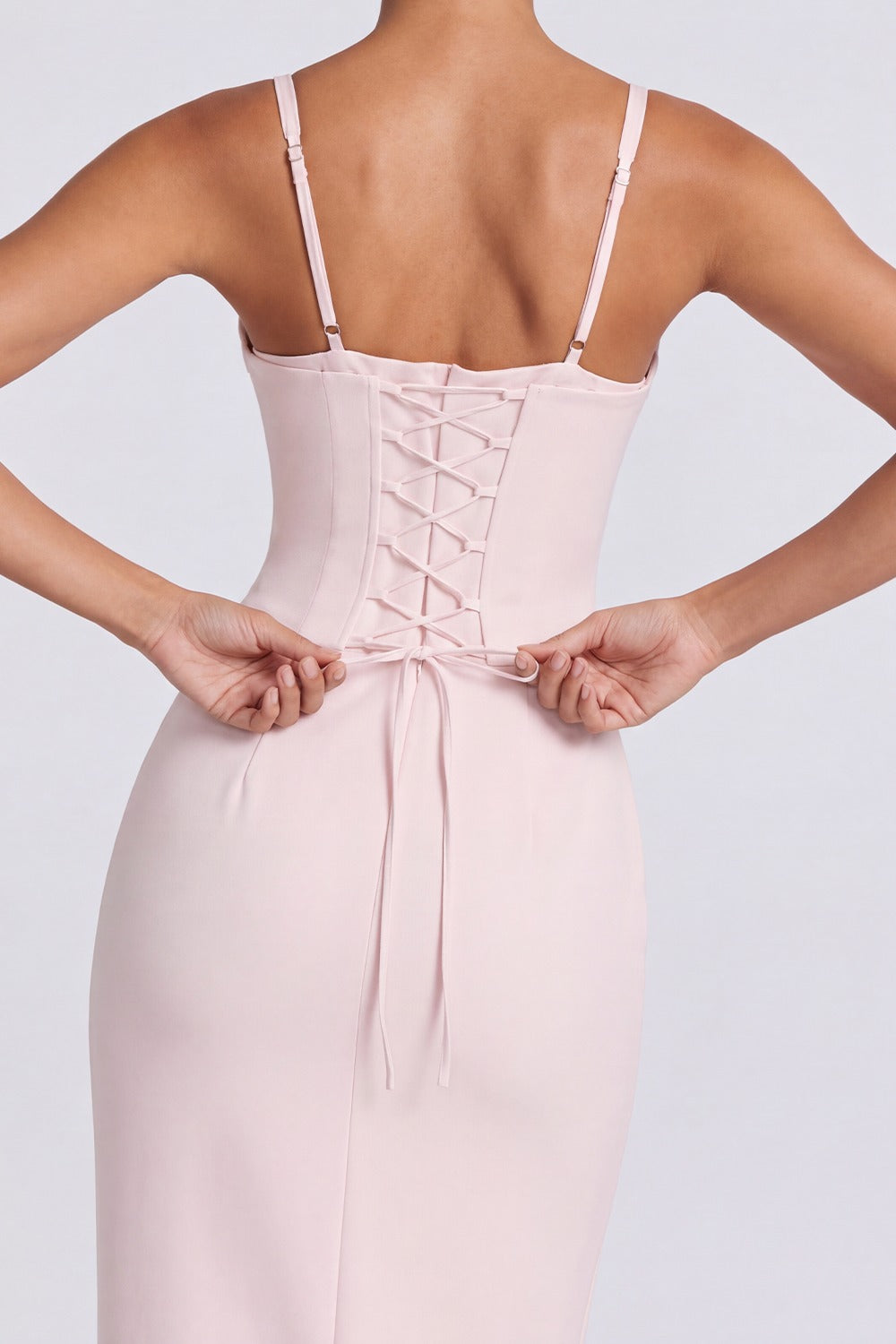 Vestido Longo Bustier Solène - Rosa Bebê