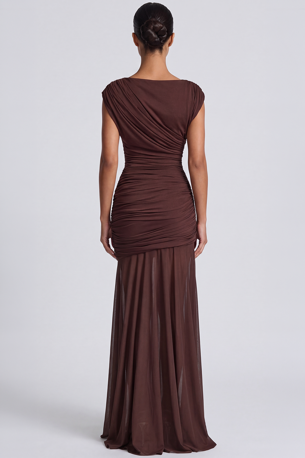 Vestido Longo Drapeado Aurélie - Marrom