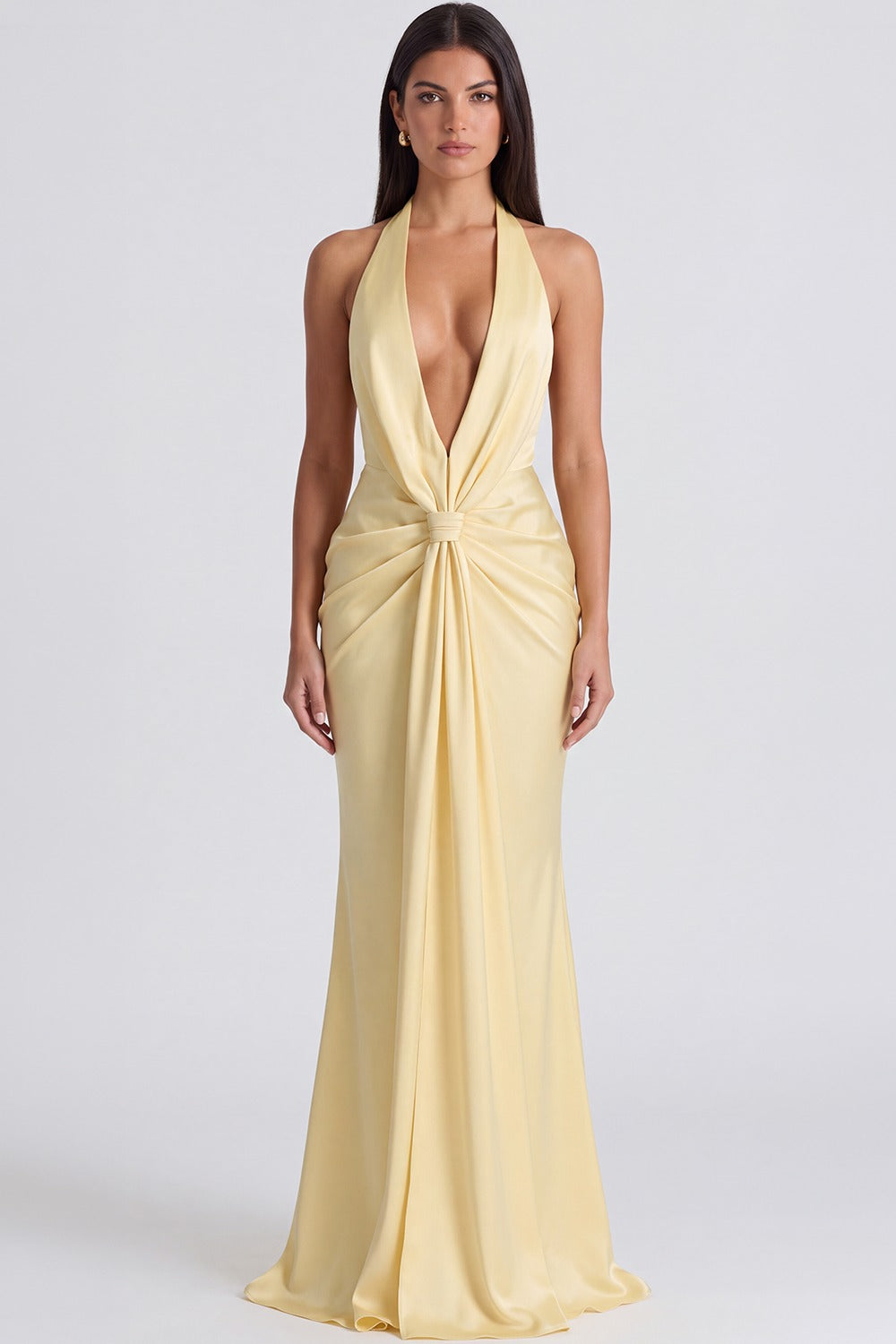 Vestido Longo Frente Única Inès - Amarelo