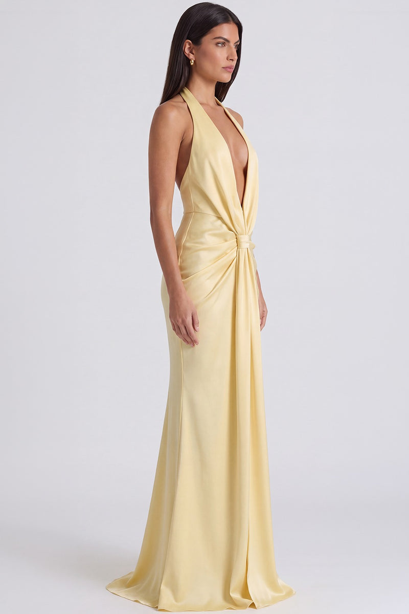 Vestido Longo Frente Única Inès - Amarelo