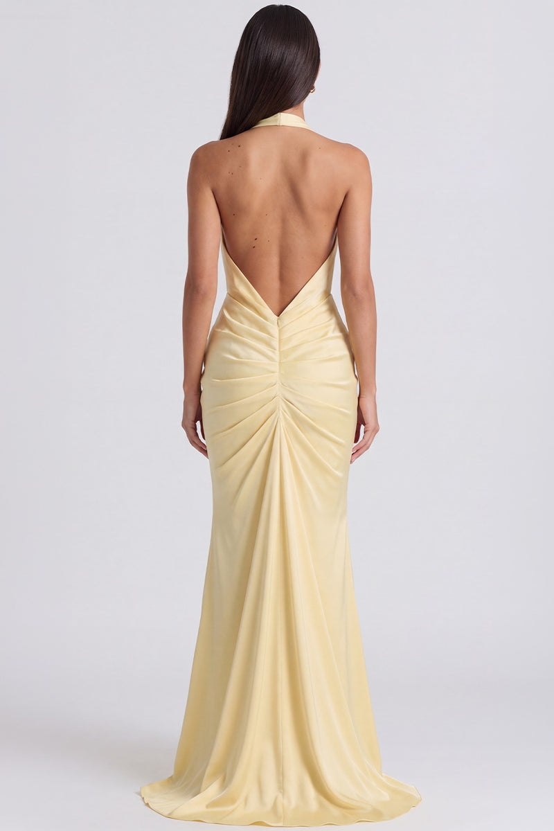 Vestido Longo Frente Única Inès - Amarelo