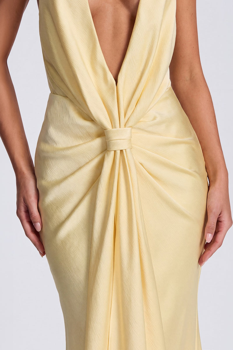 Vestido Longo Frente Única Inès - Amarelo