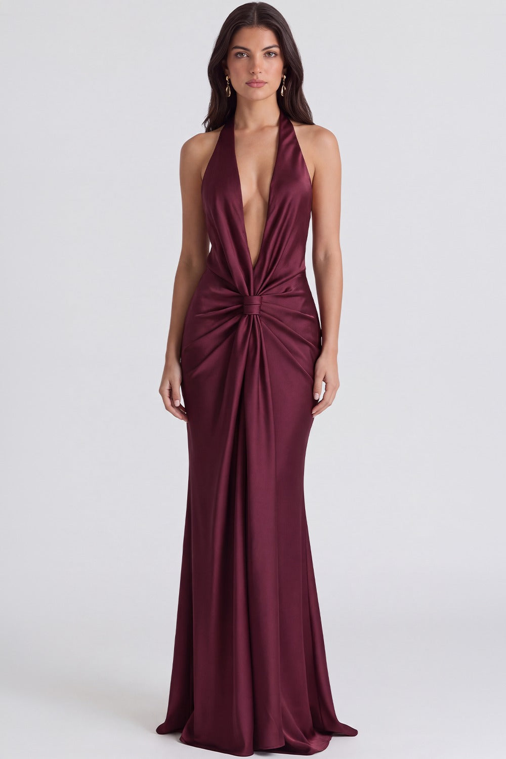 Vestido Longo Frente Única Inès - Marsala