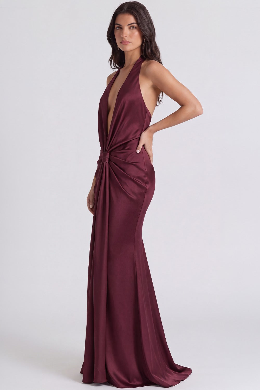 Vestido Longo Frente Única Inès - Marsala