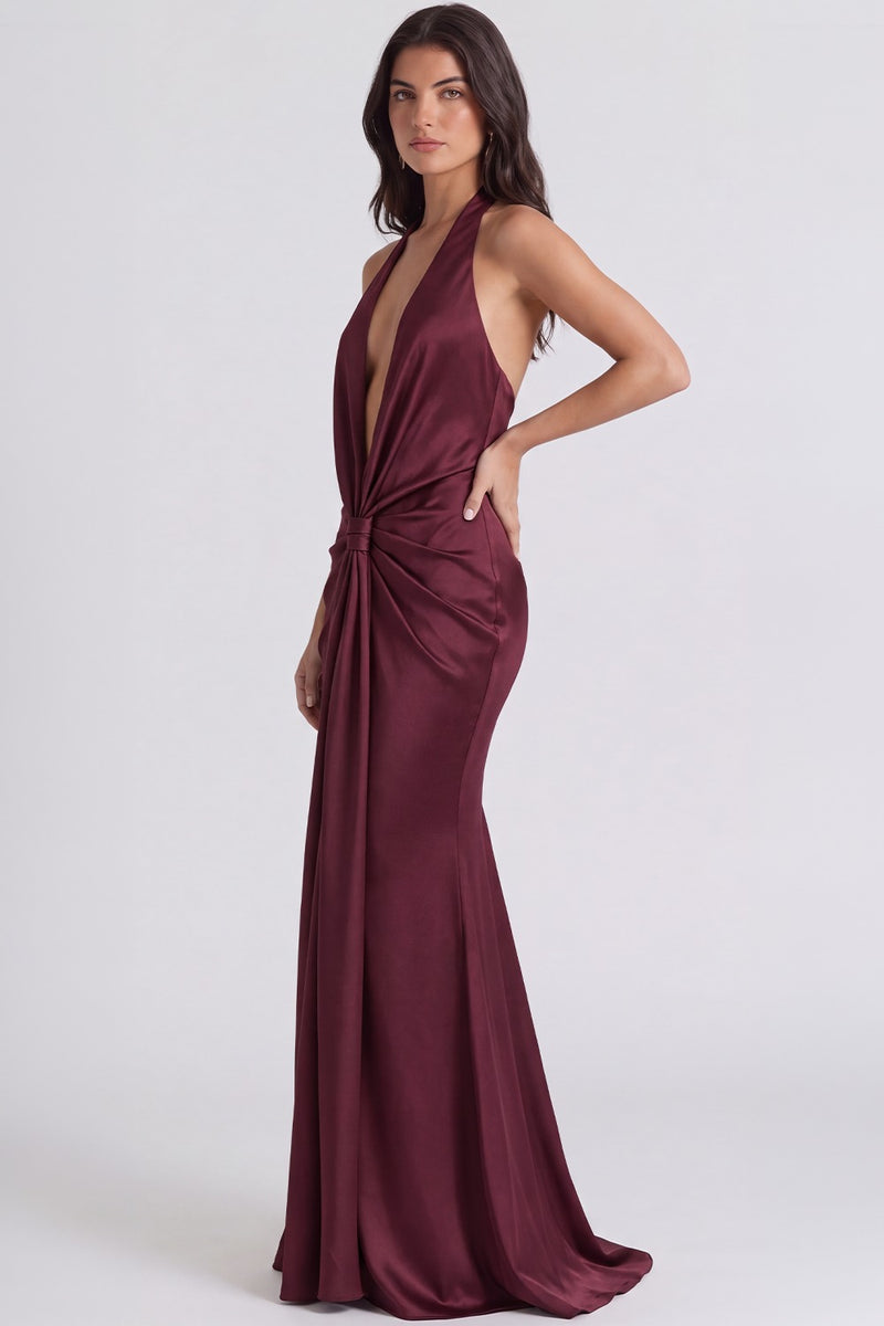 Vestido Longo Frente Única Inès - Marsala
