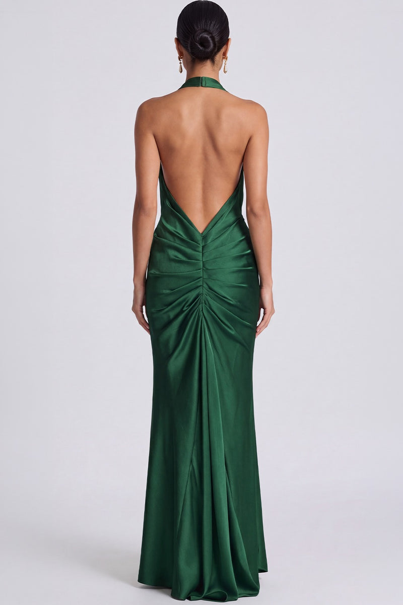 Vestido Longo Frente Única Inès - Verde Esmeralda