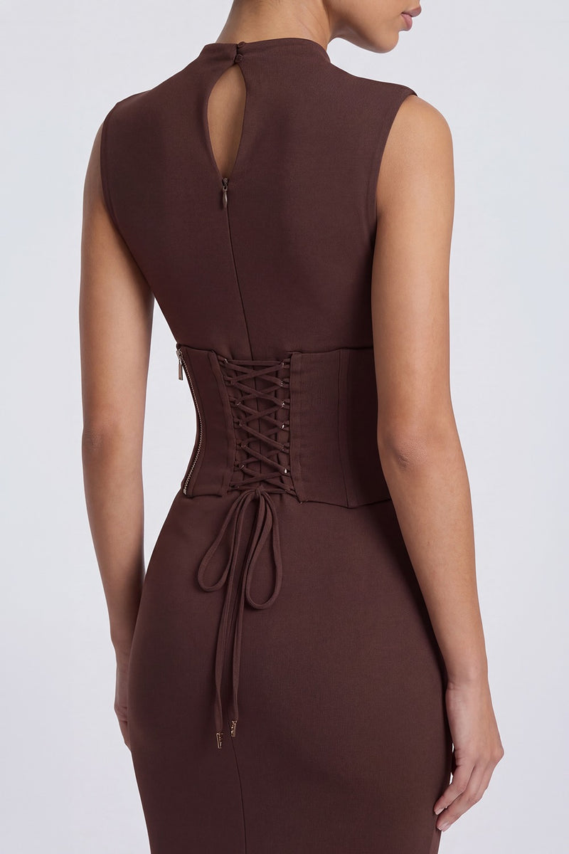 Vestido Longo Modelador Simone - Marrom