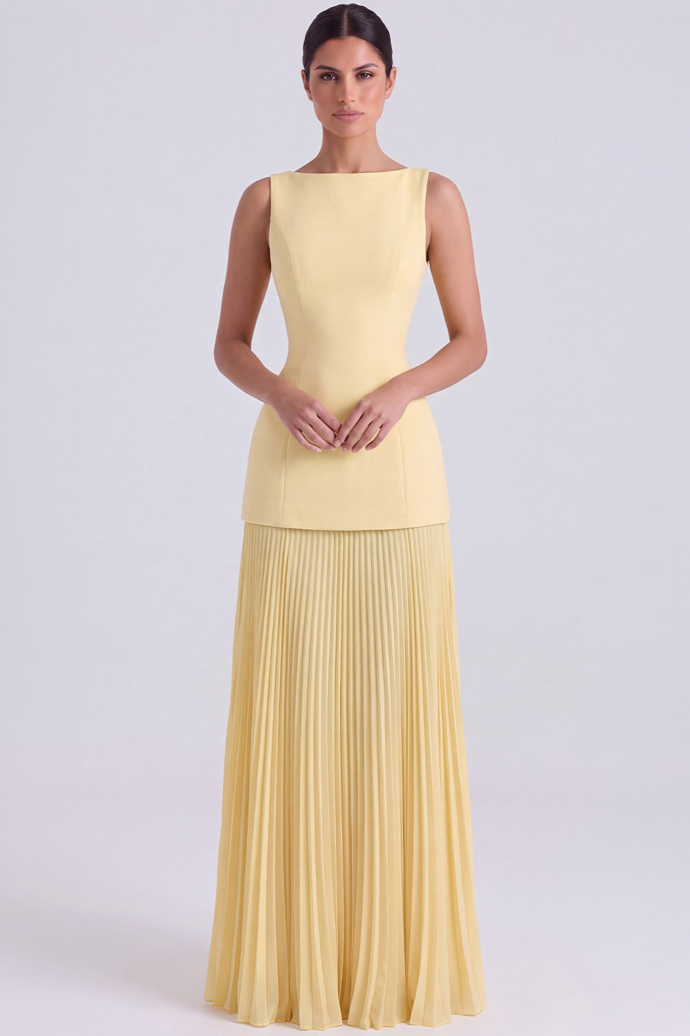 Vestido Longo Plissado Paloma - Amarelo
