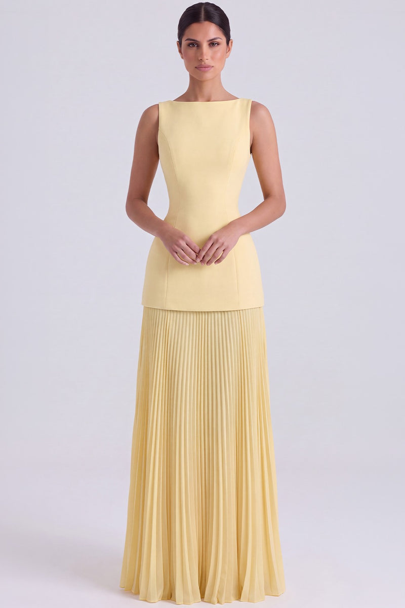 Vestido Longo Plissado Paloma - Amarelo