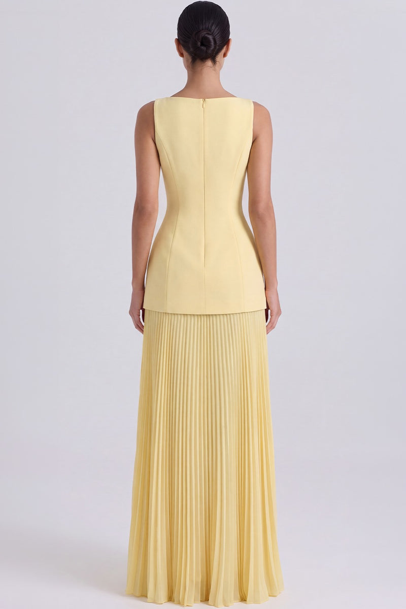 Vestido Longo Plissado Paloma - Amarelo