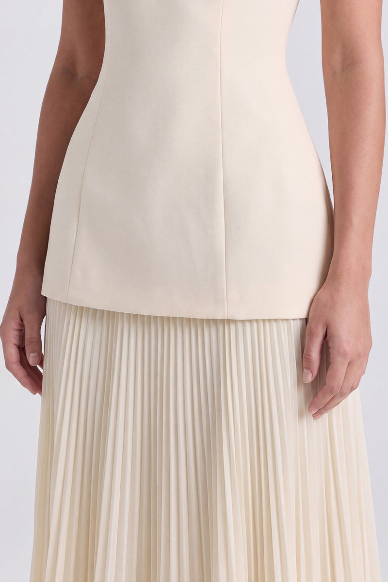 Vestido Longo Plissado Paloma - Off-White