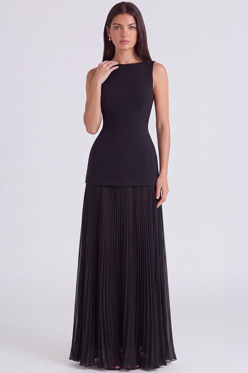 Vestido Longo Plissado Paloma - Preto