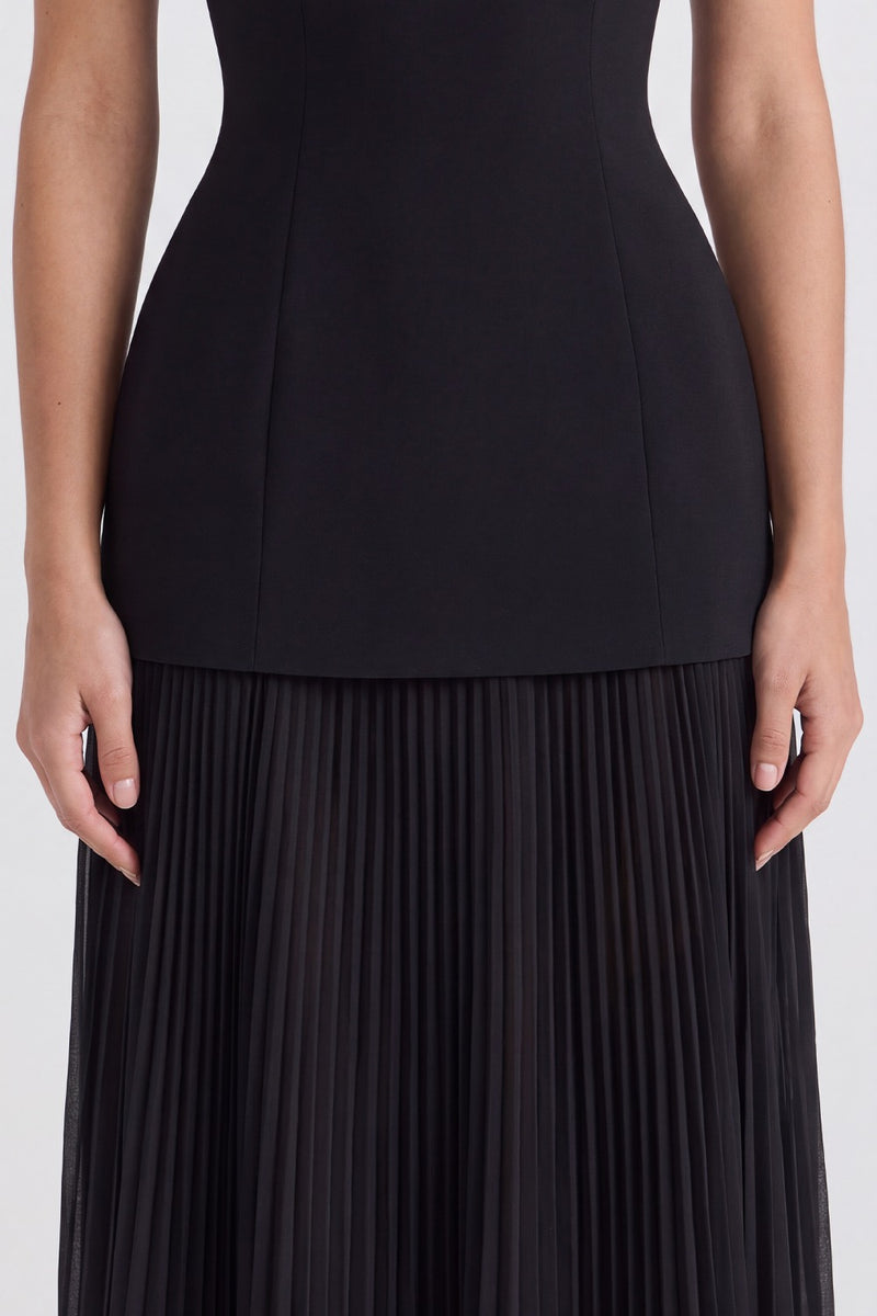 Vestido Longo Plissado Paloma - Preto