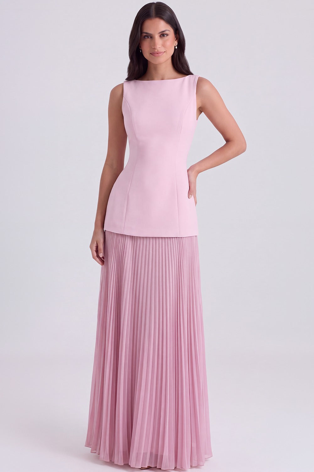 Vestido Longo Plissado Paloma - Rosa
