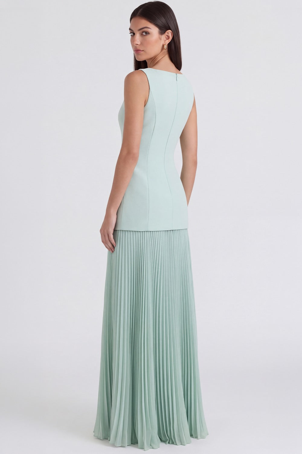 Vestido Longo Plissado Paloma - Verde Menta