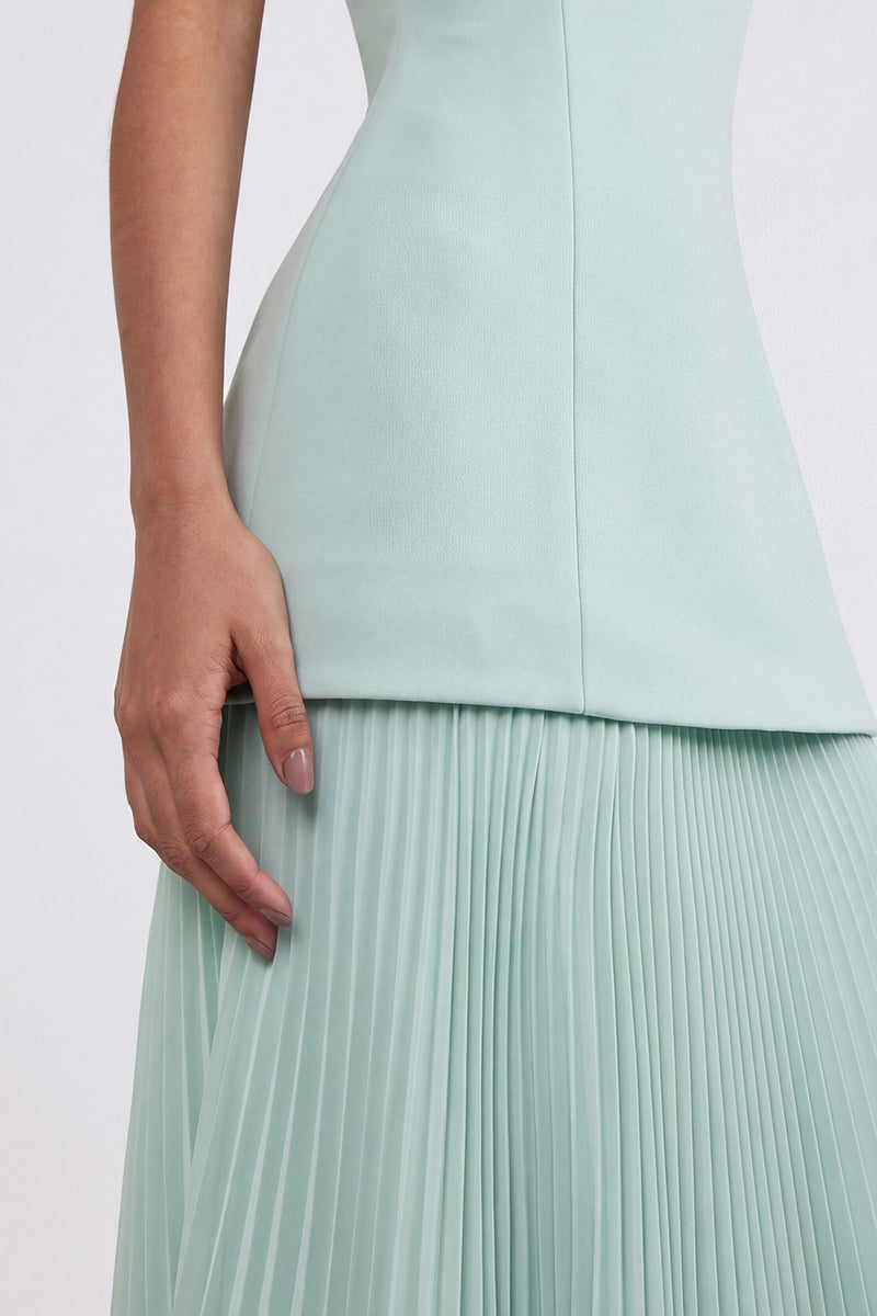 Vestido Longo Plissado Paloma - Verde Menta