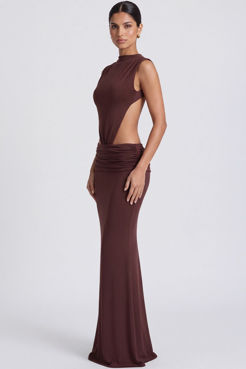 Vestido Longo Vazado Chantal - Marrom