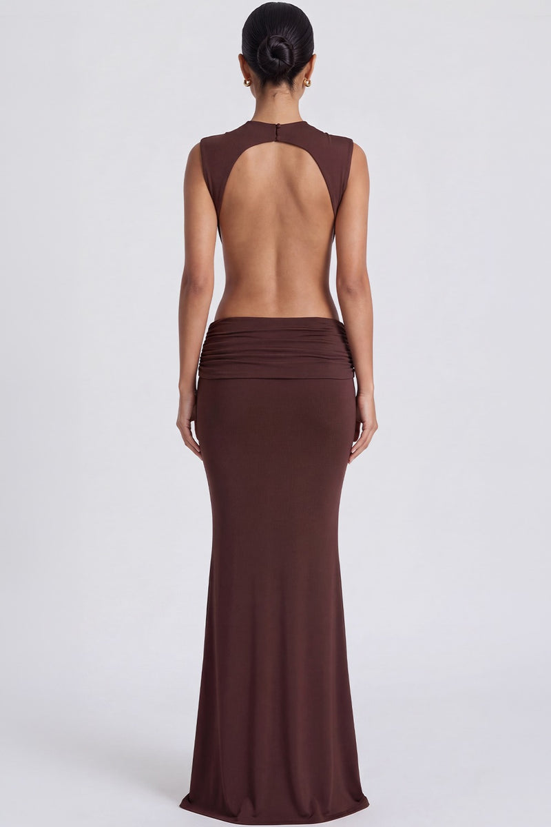 Vestido Longo Vazado Chantal - Marrom