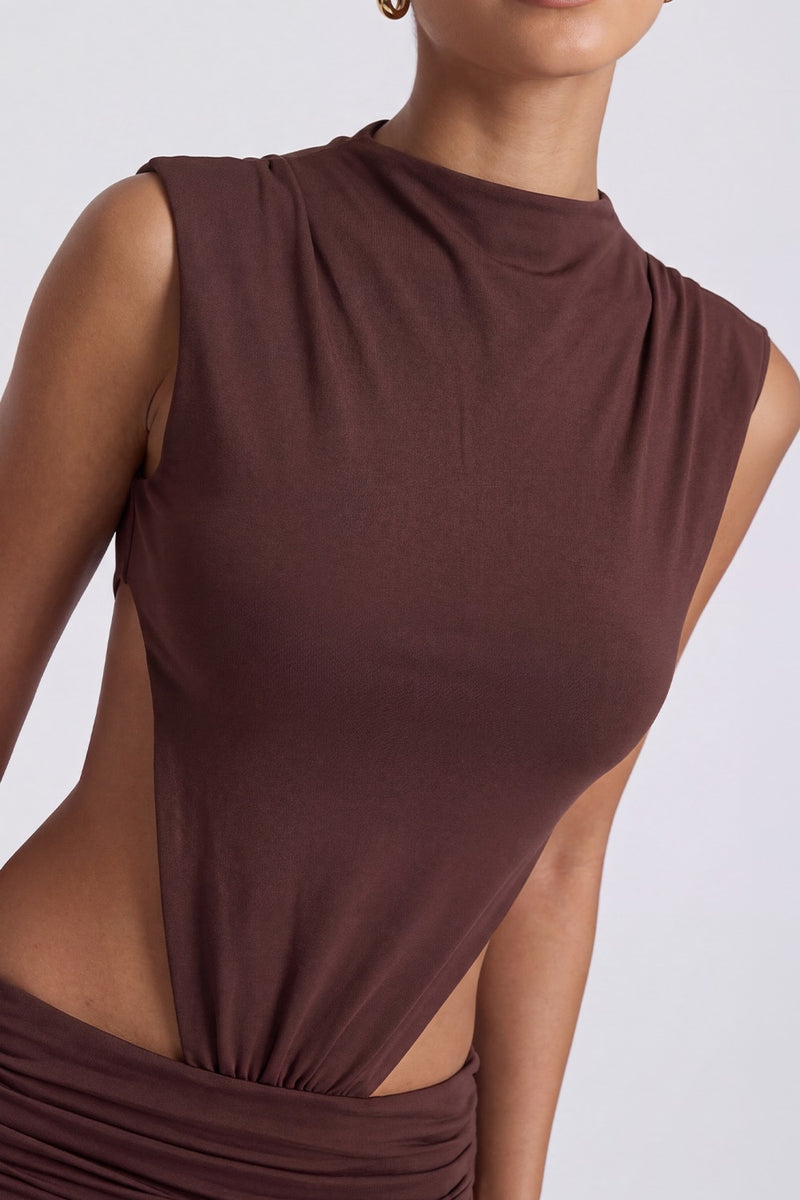 Vestido Longo Vazado Chantal - Marrom