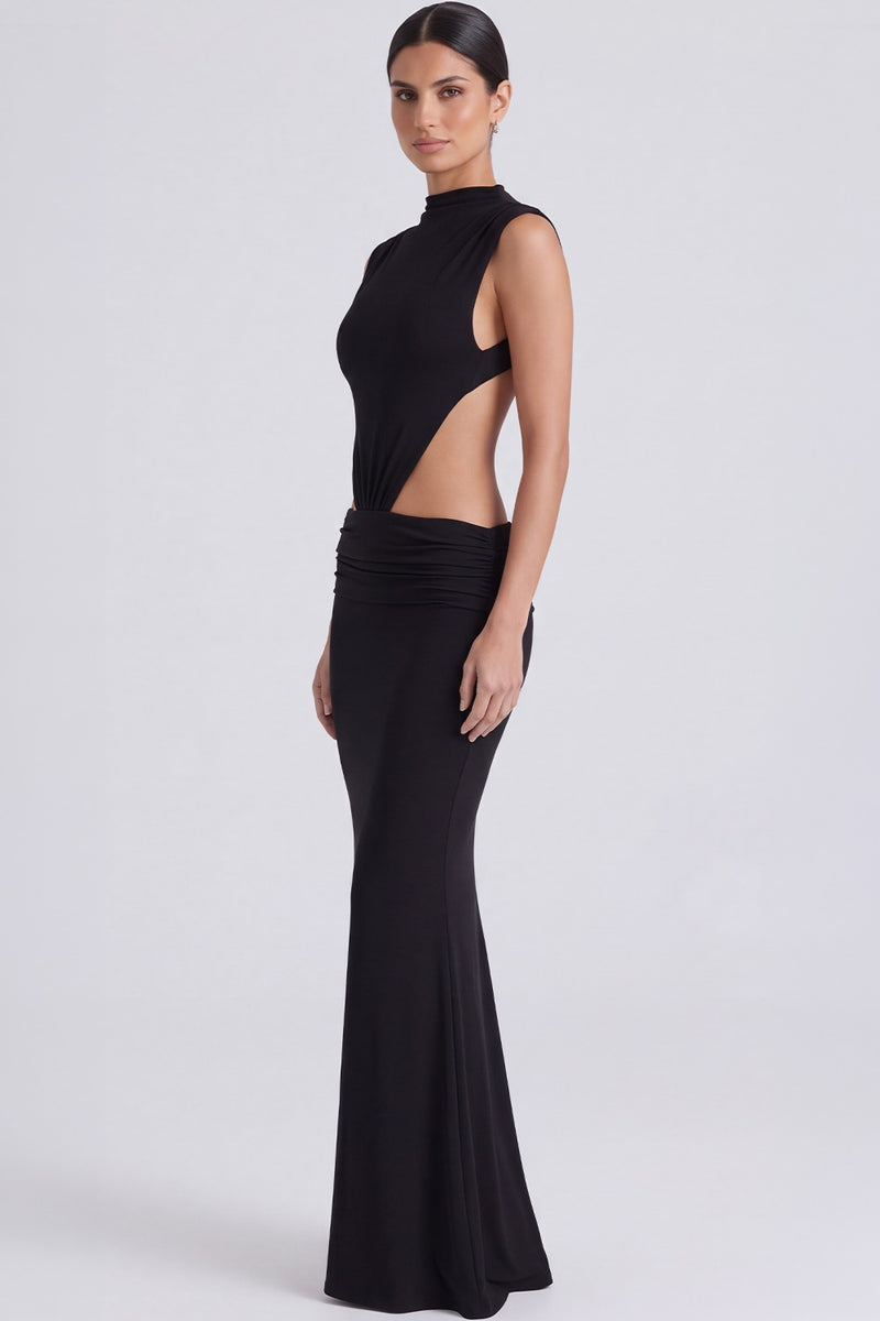 Vestido Longo Vazado Chantal - Preto